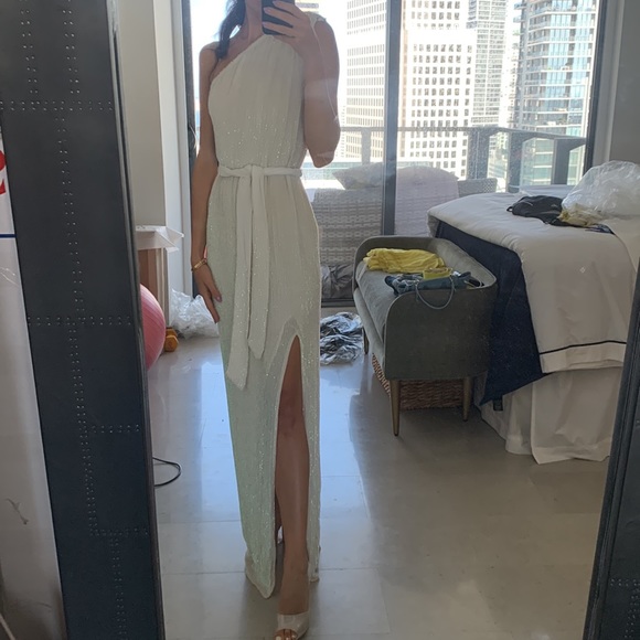 White retrofete sequin gown - Picture 4 of 7